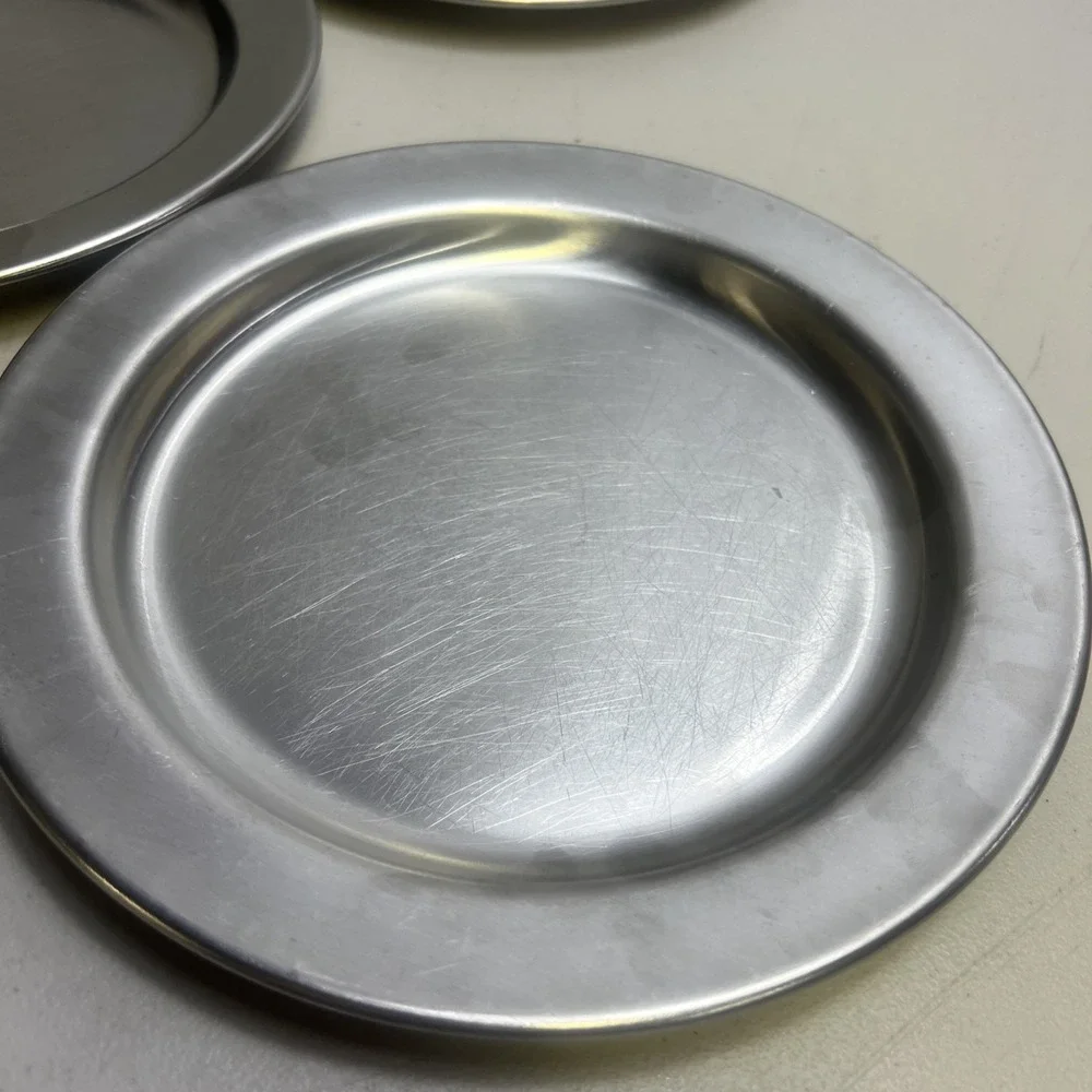 Rare Lot Of 5 Vintage Stainless Steel CARROLLTON MFG CO. Food Plates 9